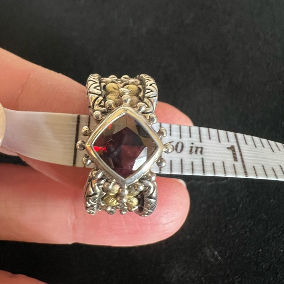 Regal Barbara Bixby Cushion Cut Garnet 925/18k Gold Ring - Picture 8 of 15